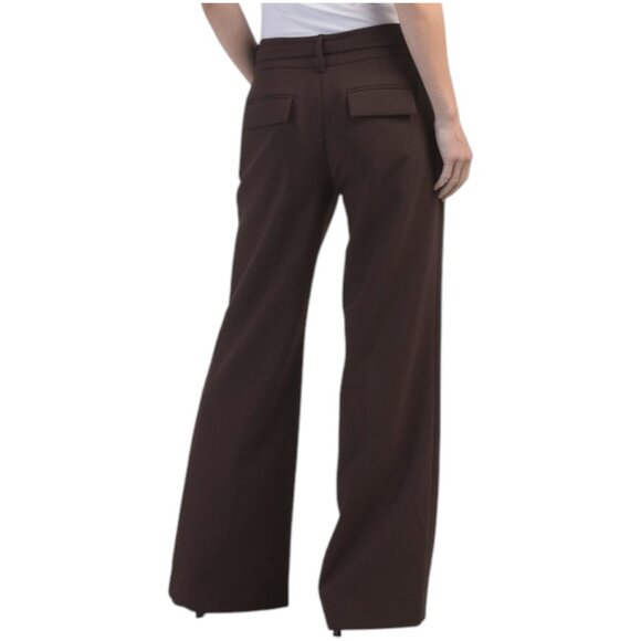 ELIE TAHARI Fly Front Flare Pants With Novelty Chain Buckle & Side Slant Pockets - Picture 2 of 2